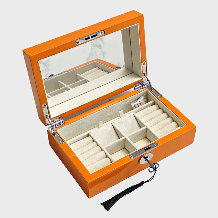 鍵付き木製ジュエリーボックス